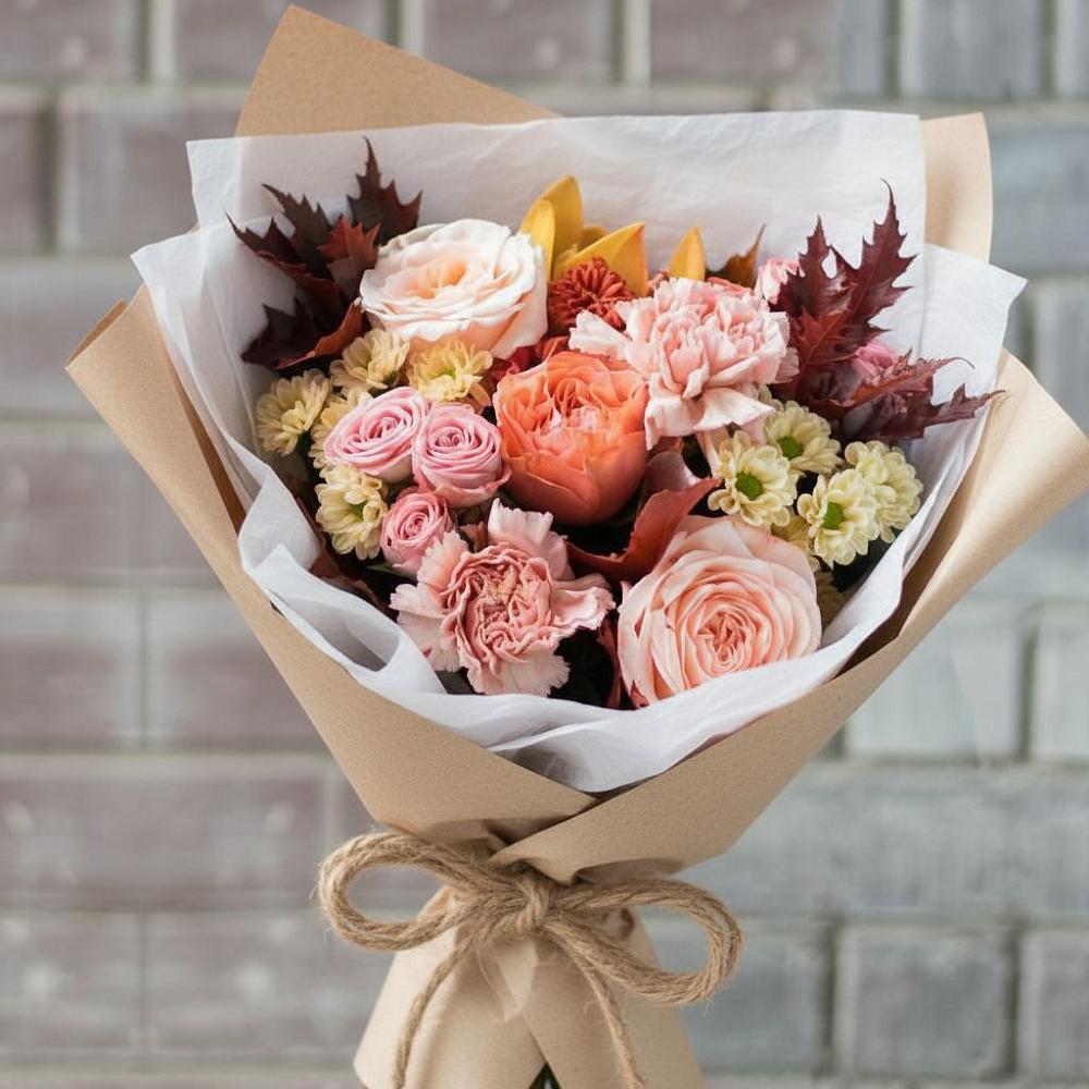 Букет цветов из: Гвоздики, Хризантемы и Розы в Волоколамске