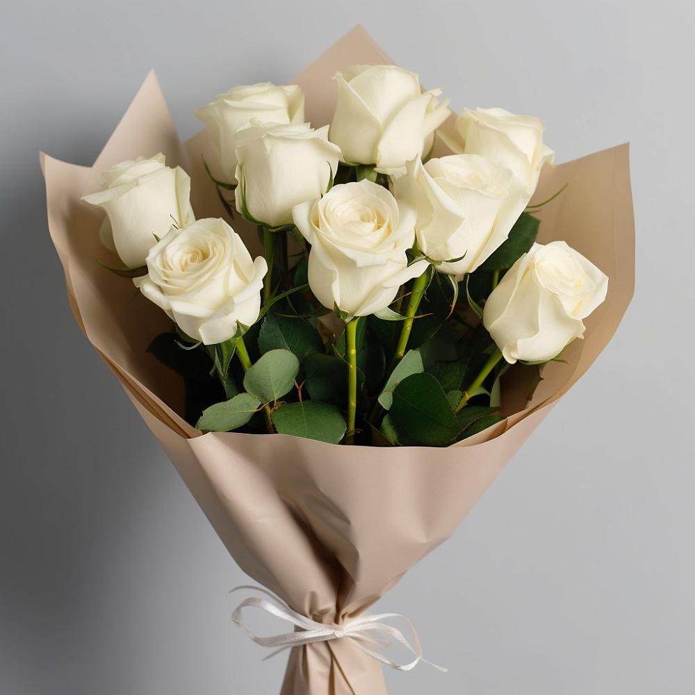 Букет 9 Белых роз Эдлесс Лав в Волоколамске