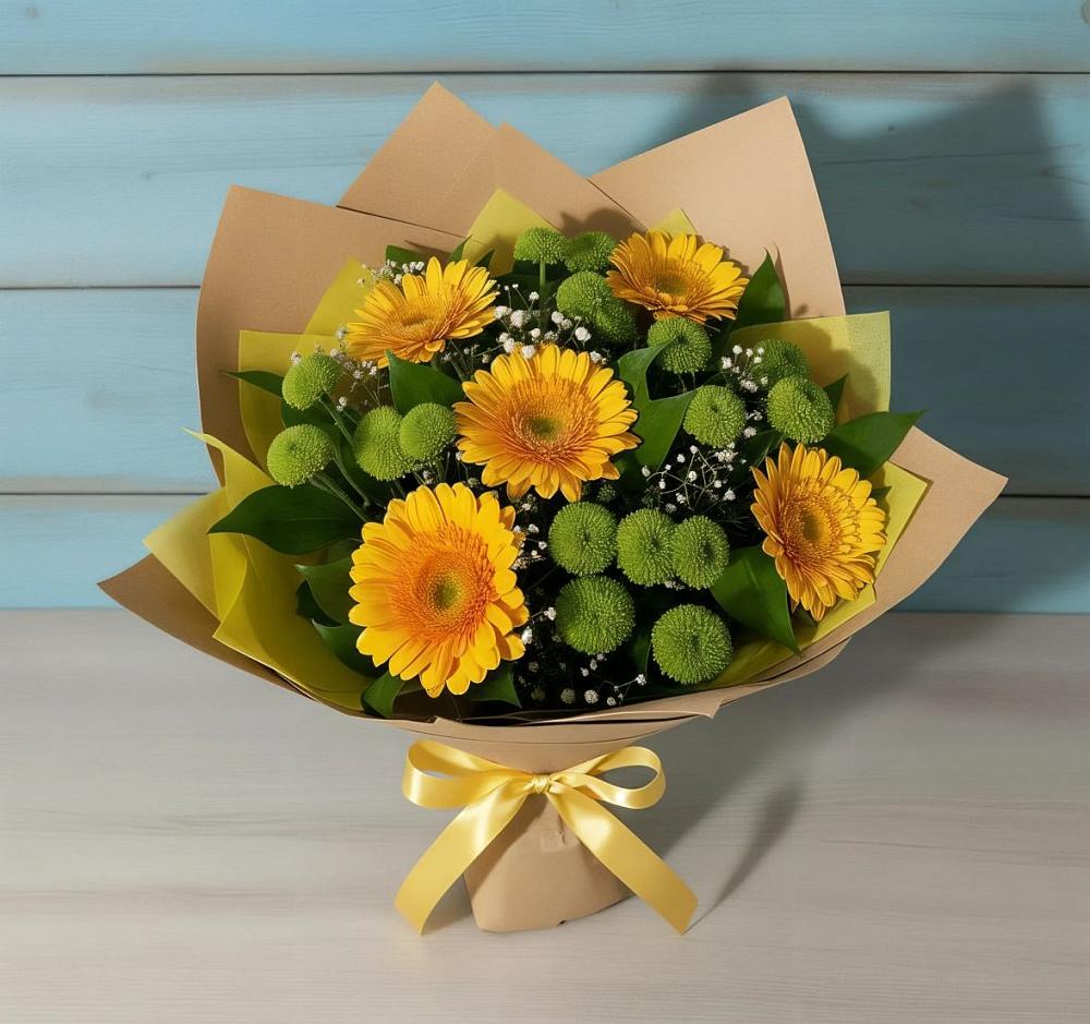 Букет цветов из: Герберы и Хризантемы в Волоколамске