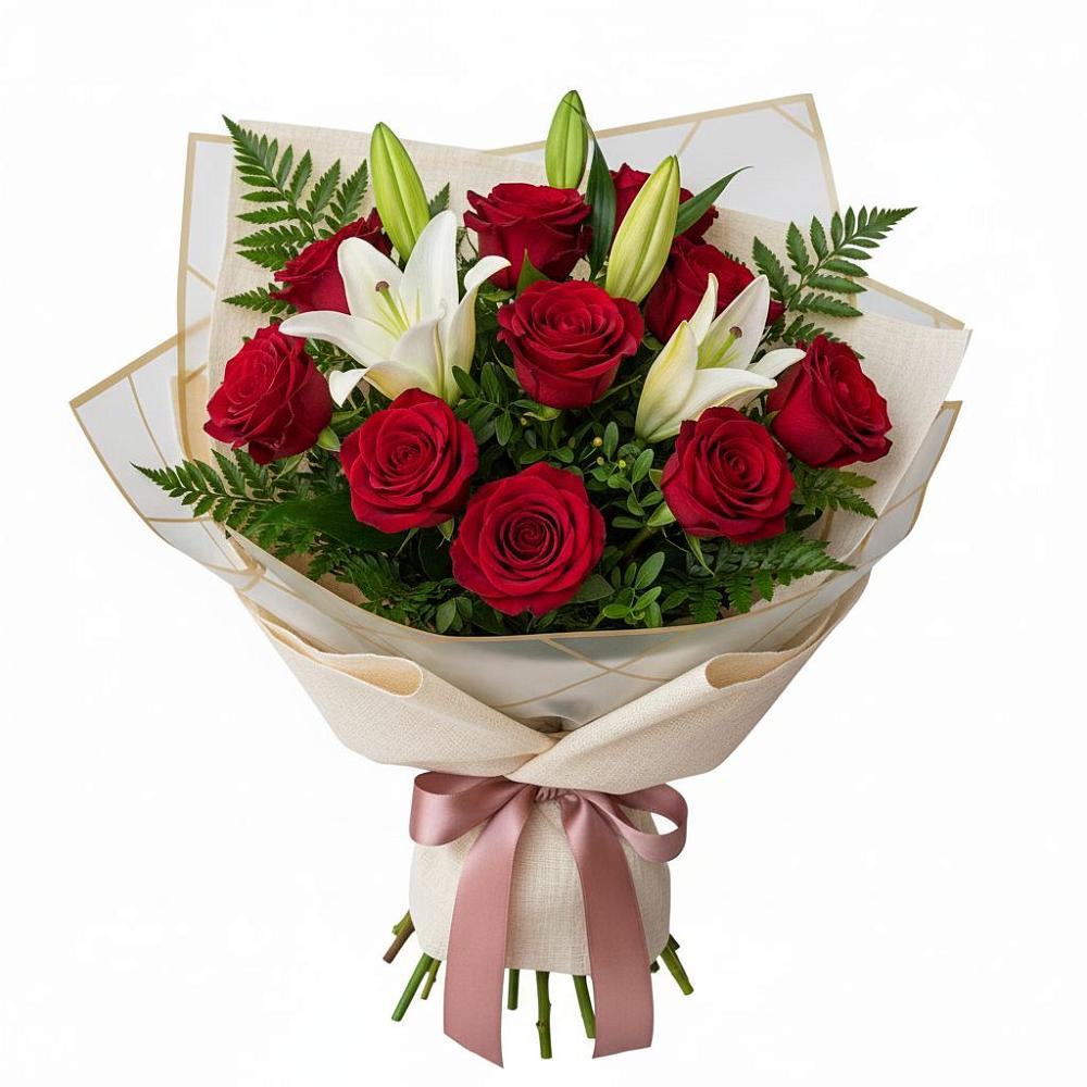 Букет цветов из: Лилии и Розы в Волоколамске