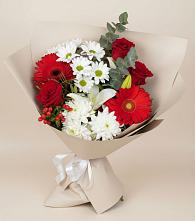 Букет цветов из:  Розы, Хризантемы, Герберы и Лилии в Волоколамске