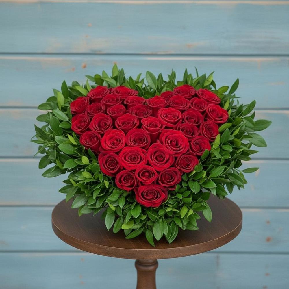 Цветочная композиция из Розы в виде сердца в Волоколамске