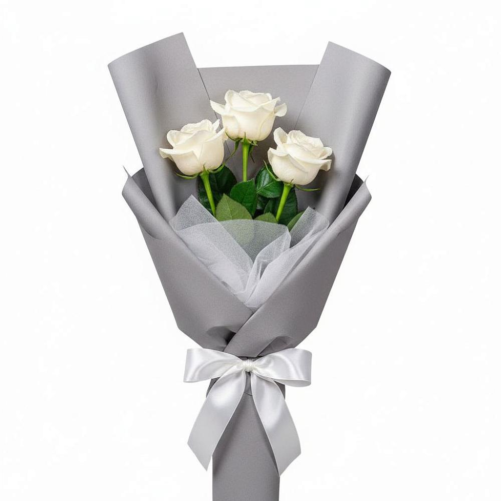 Букет 3 белые розы в Волоколамске