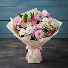 Букет цветов из:  Хризантемы, Альстромерии и Розы в Волоколамске