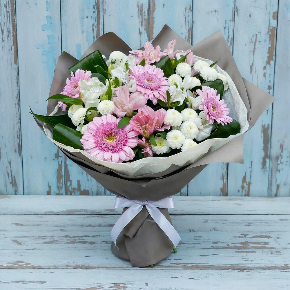 Букет цветов из: Герберы, Альстромерии и Хризантемы в Волоколамске